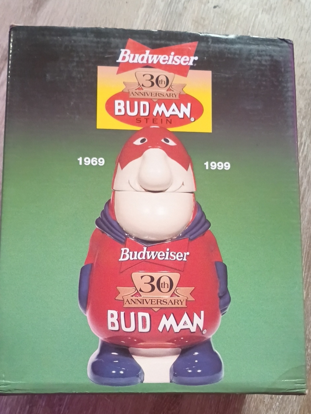 Budweiser Bud Man Figure - Red, Blue, Cream